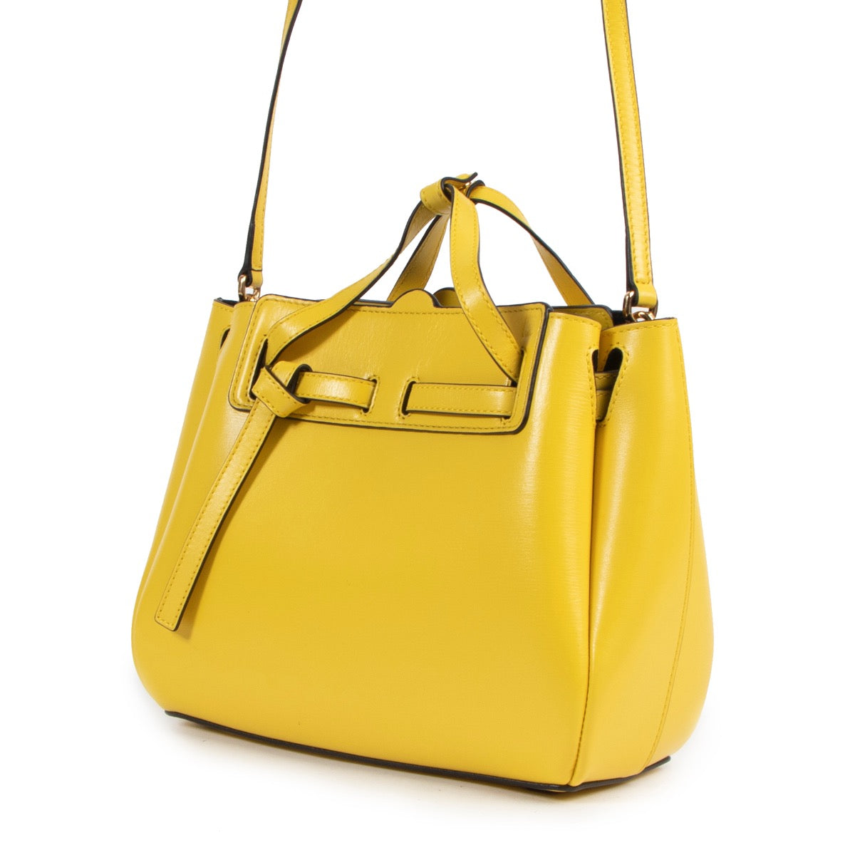 Shop safe online this Loewe Lazo cross-body bag in bright yellow.
