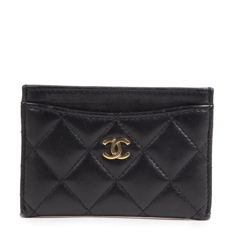 Authentic second-hand vintage Chanel Black CC Card Holder buy online webshop LabelLOV