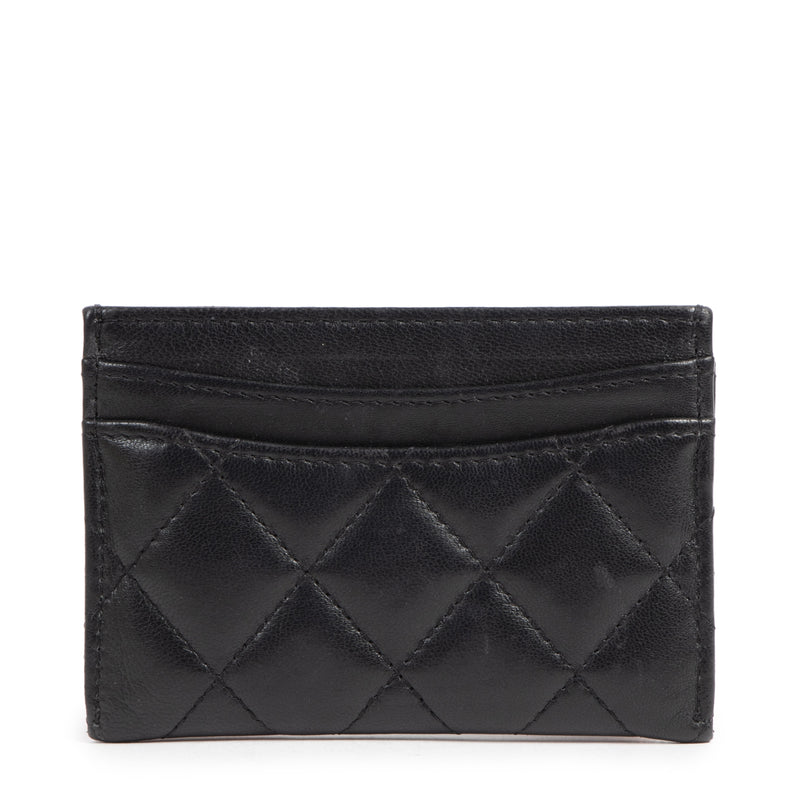 Authentique seconde-main vintage Chanel Black CC Card Holder achète en ligne webshop LabelLOV
