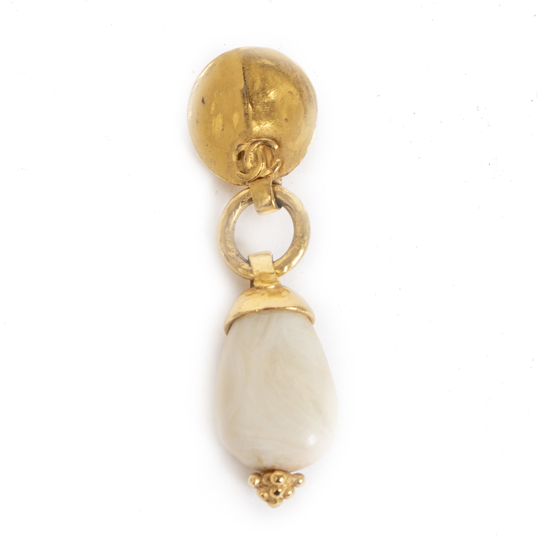 Authentic second-hand vintage Chanel Gold Gem Pendant Earrings buy online webshop LabelLOV