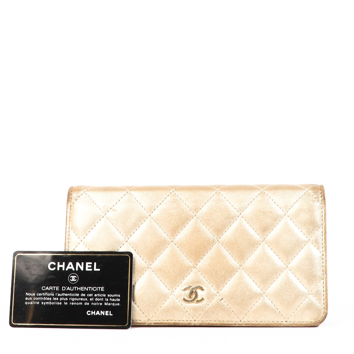 Chanel Metallic Gold Lambskin Classic Long Flap Wallet