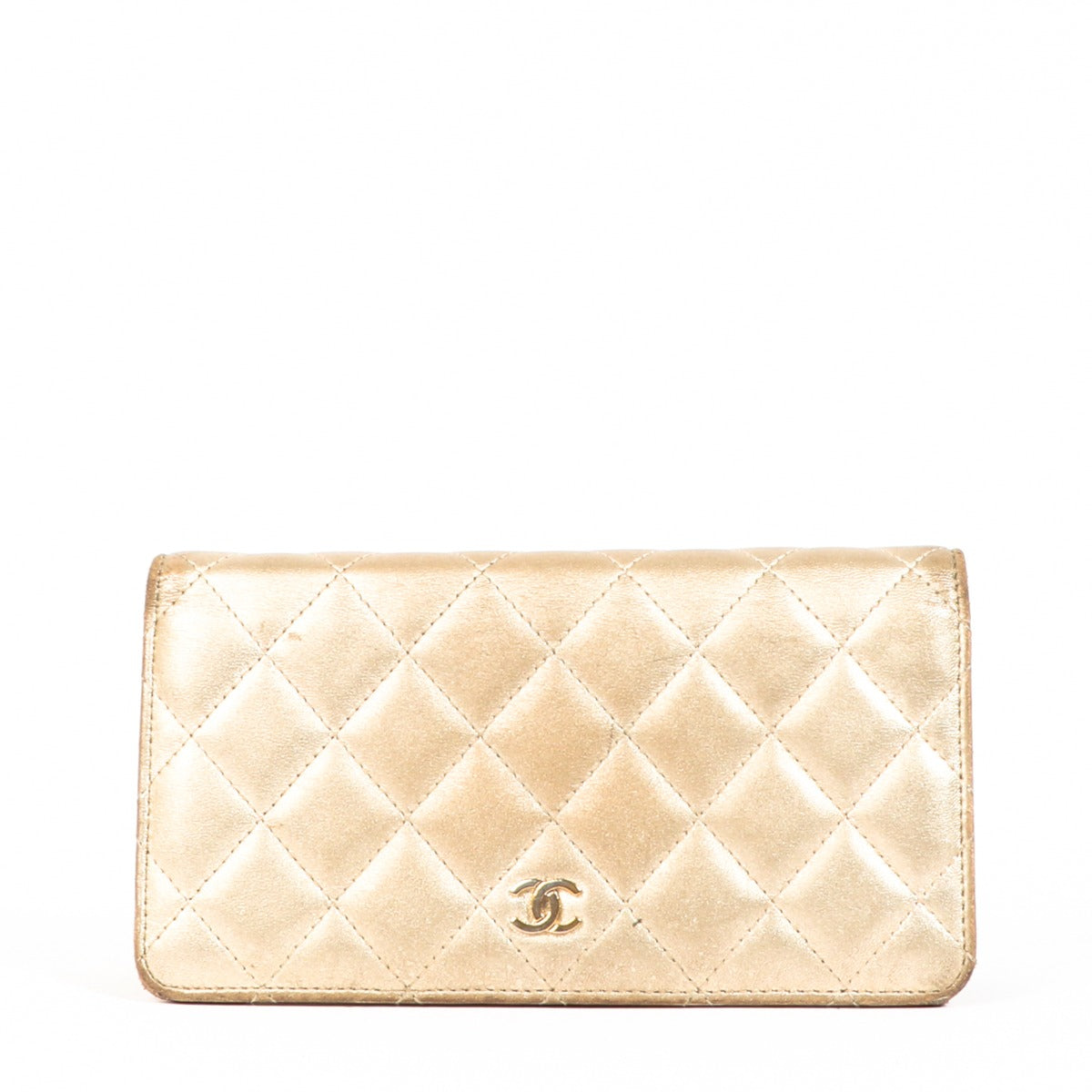 Chanel Metallic Gold Lambskin Classic Long Flap Wallet