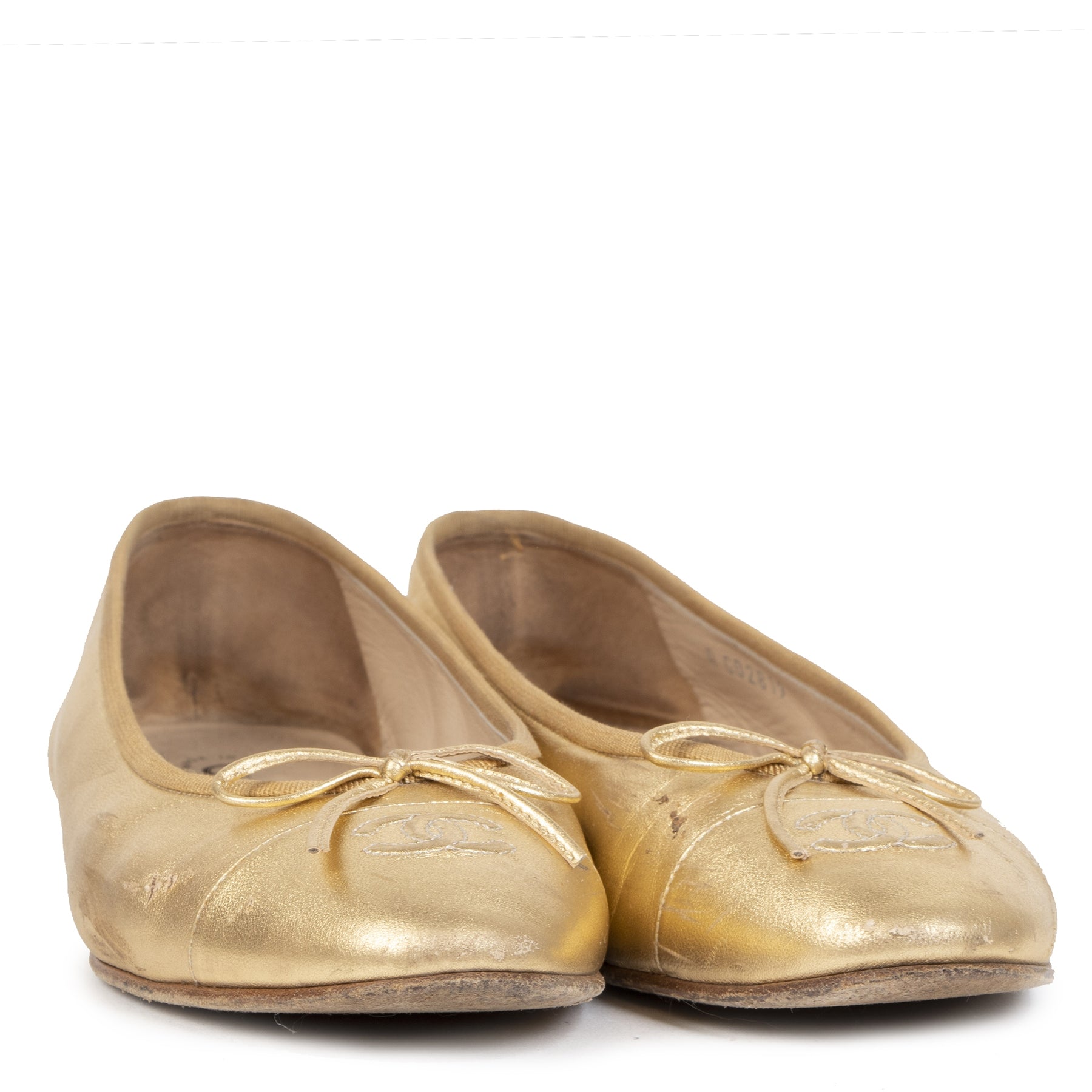 Authentique seconde-main vintage Chanel Gold Ballerina Flats - size 40 achète en ligne webshop LabelLOV