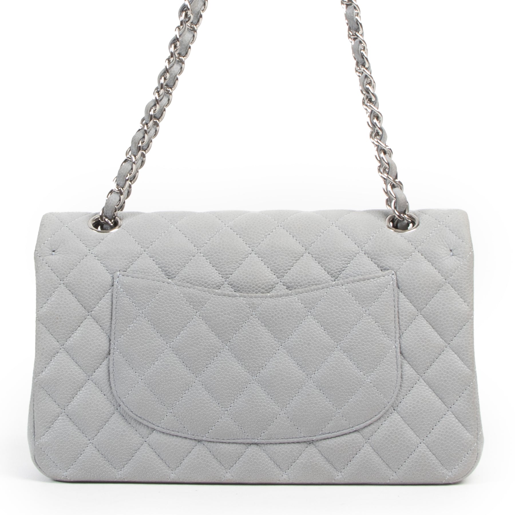 Chanel Grey Suede Caviar Leather Medium Classic Flap Bag