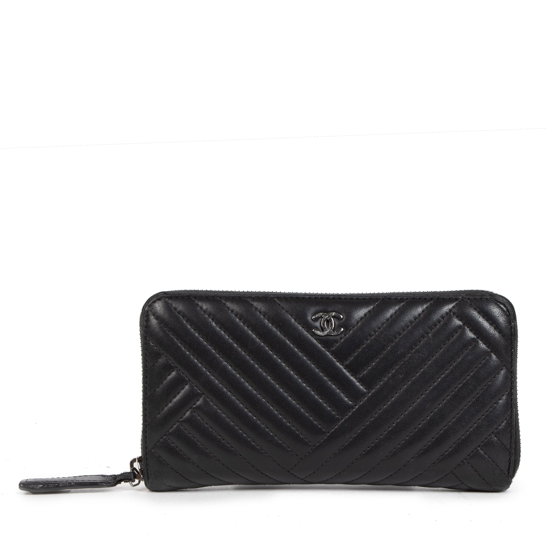 Authentic second-hand vintage Chanel Black Crossing Wallet buy online webshop LabelLOV