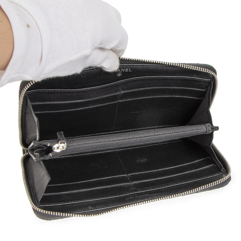 Authentieke tweedehands vintage Chanel Black Crossing Wallet koop online webshop labelLOV