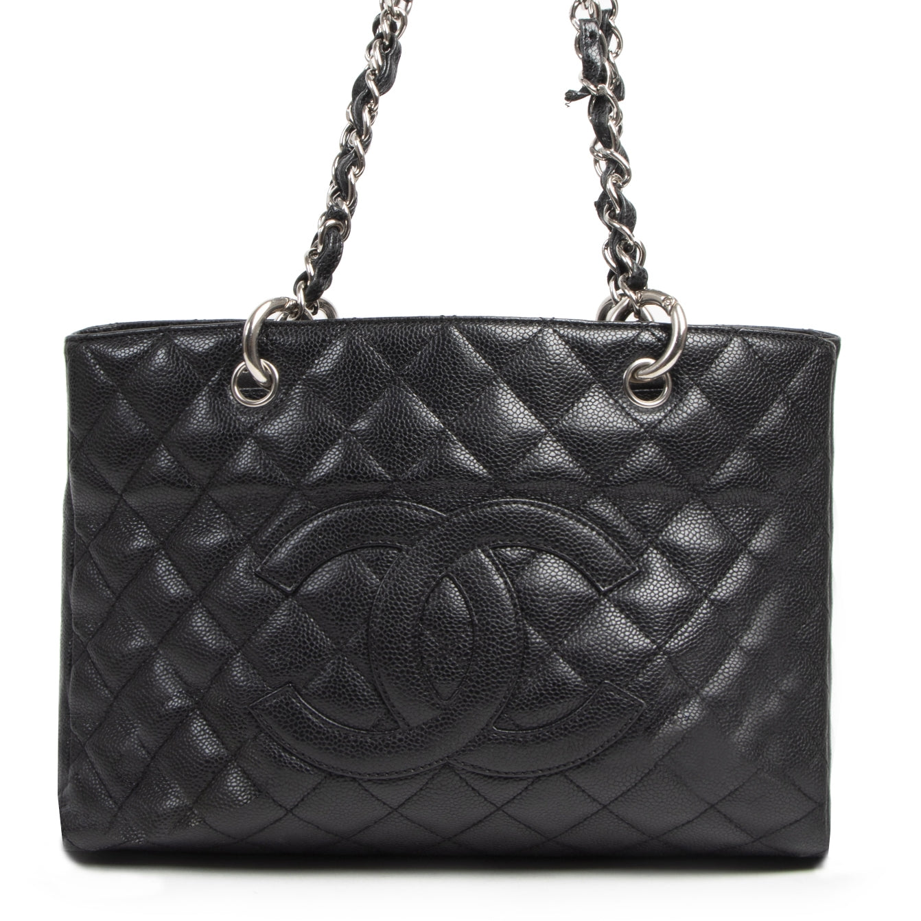 acheter en ligne seconde main Chanel GST Black Caviar Leather Shopping Tote