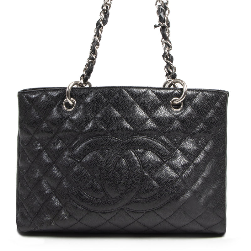 acheter en ligne seconde main Chanel GST Black Caviar Leather Shopping Tote