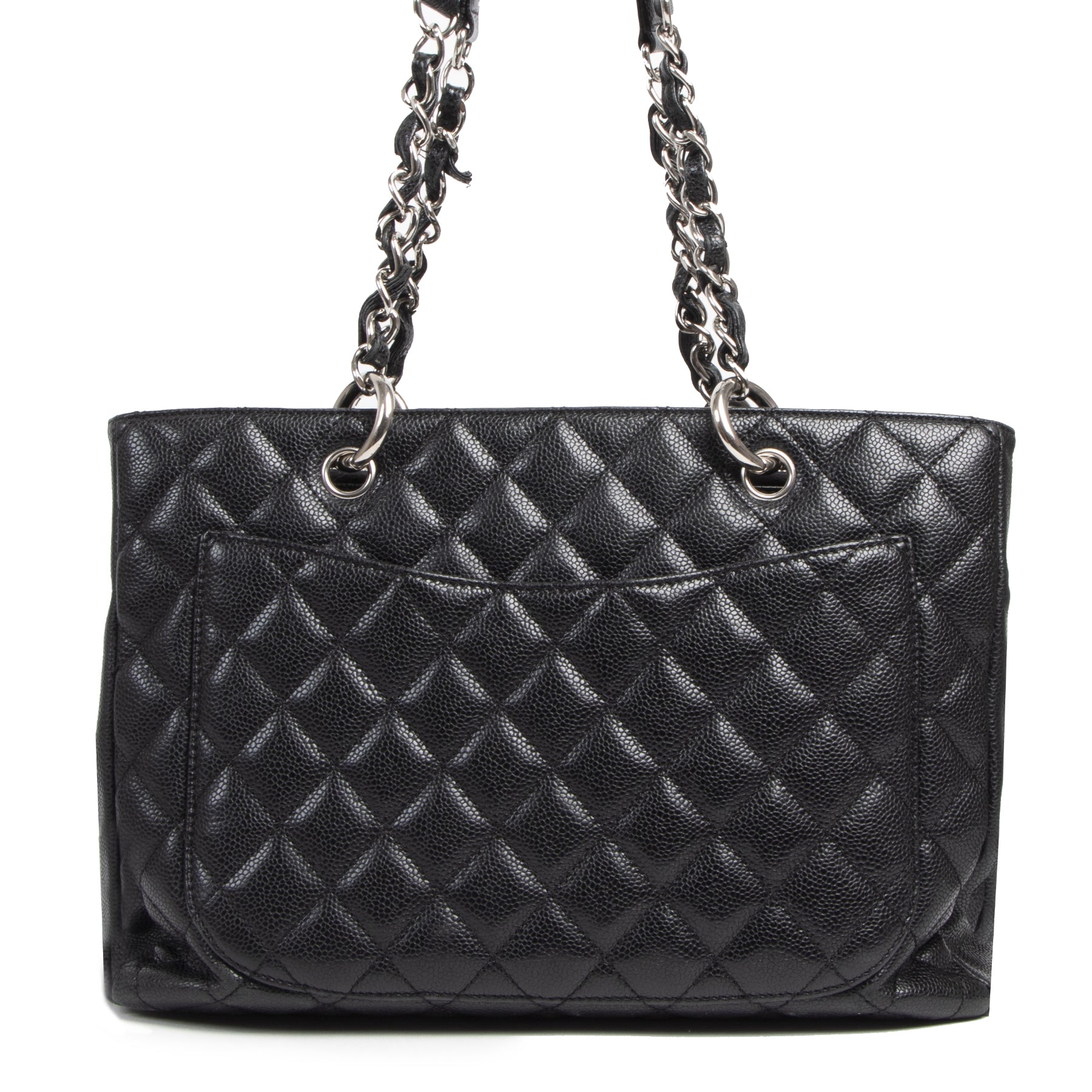 shop safe online Chanel GST Black Caviar Leather Shopping Tote