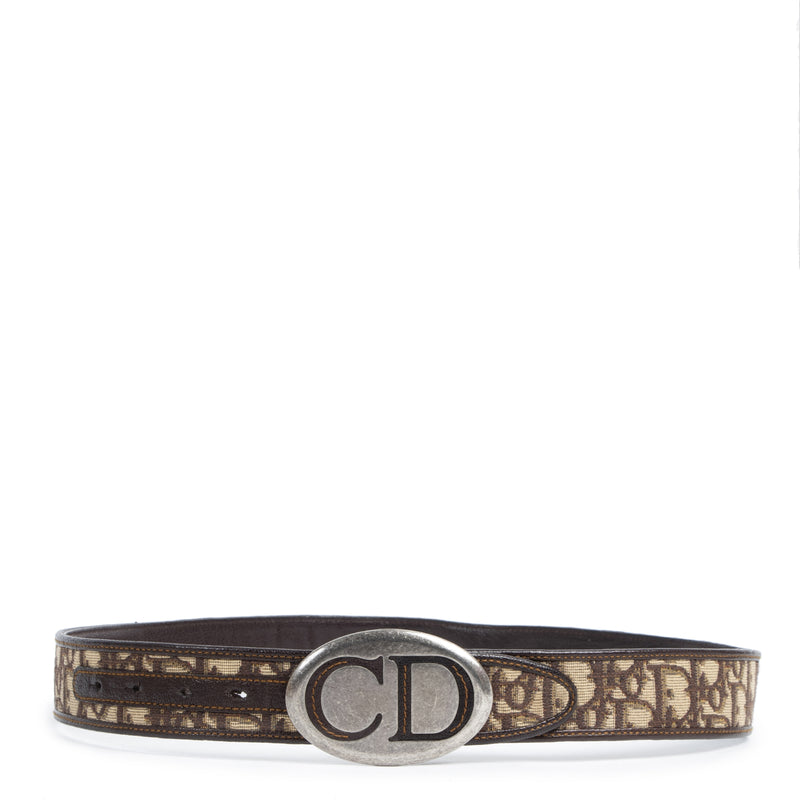 Authentieke Tweedehands Dior Brown Monogram Belt juiste prijs veilig online shoppen luxe merken webshop winkelen Antwerpen België mode fashion