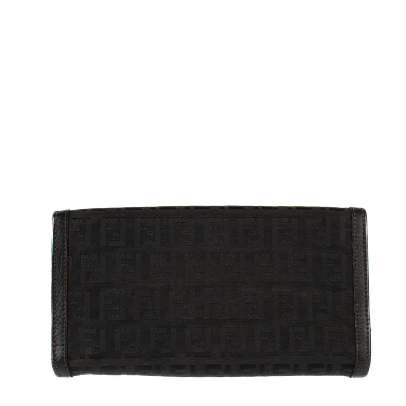 Portefeuille en toile monogrammée noire Fendi