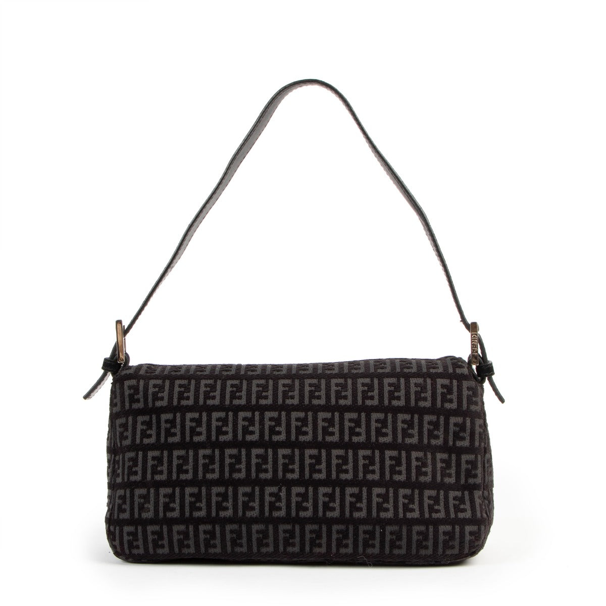 Buy online an authentic second hand Fendi Black Zuccchino Baguette Shoulder Bag in very good at Labellov in Antwerp.