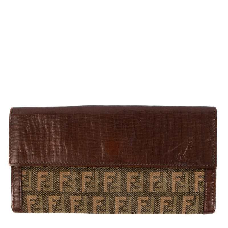Portefeuille Fendi Zucchino monogrammé marron en toile