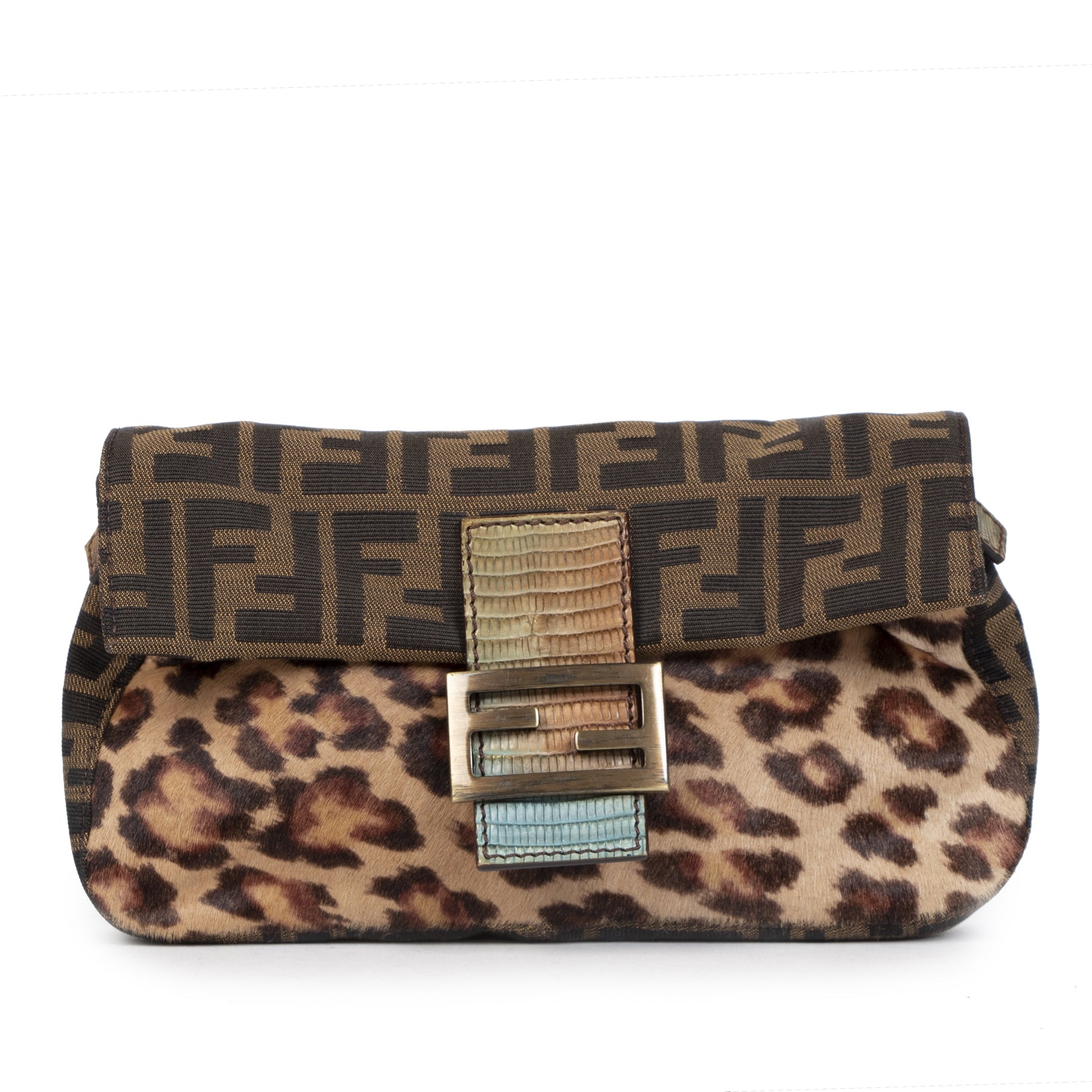Authentique seconde-main vintage Fendi Leopard Print Pony Hair Baguette Bag achète en ligne webshop LabelLOV