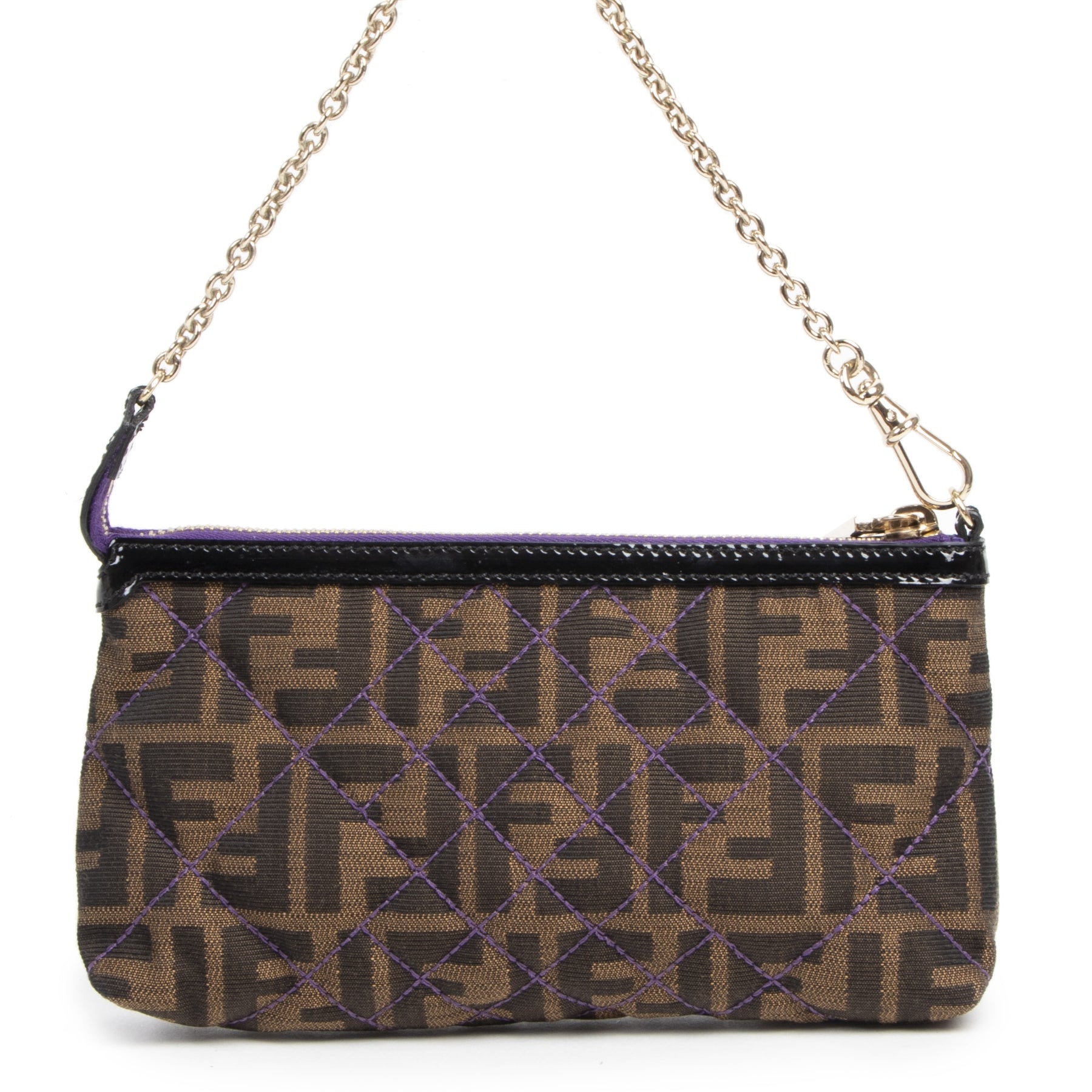 Fendi Zucca Quilted Pochette Bag available online at Labellov secondhand luxury