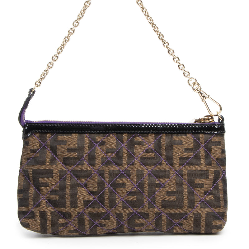 Fendi Zucca Quilted Pochette Bag available online at Labellov secondhand luxury