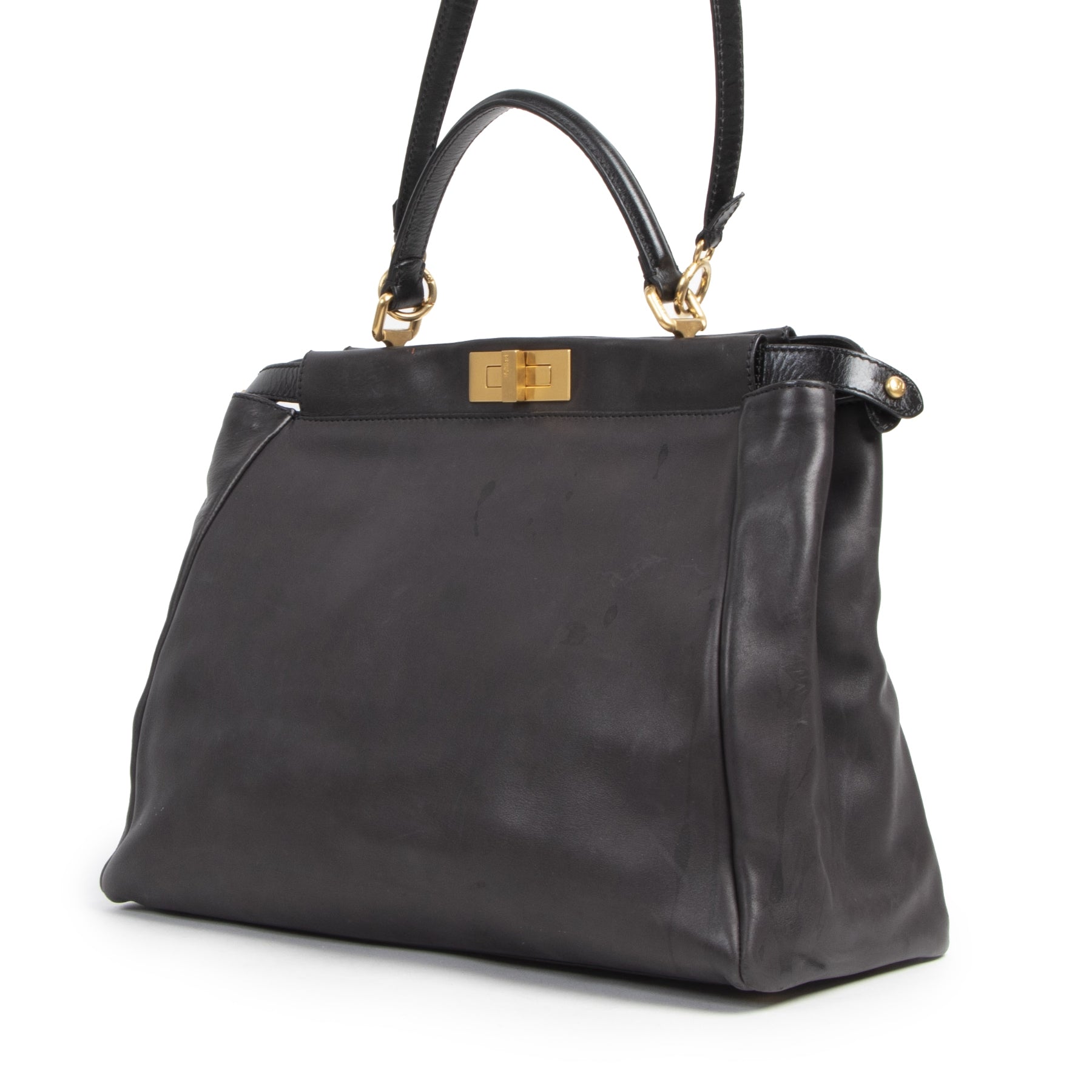 We buy and sell your authentic designer Fendi Peekaboo Large Black Lambskin Handbag