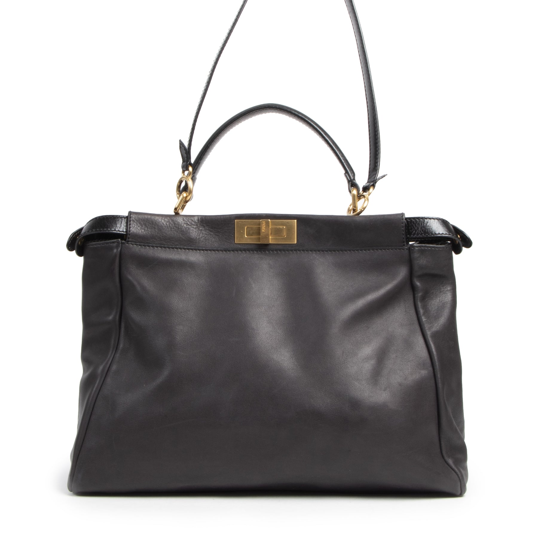 Fendi Peekaboo Large Black Lambskin Handbag 100 authentic for the best price