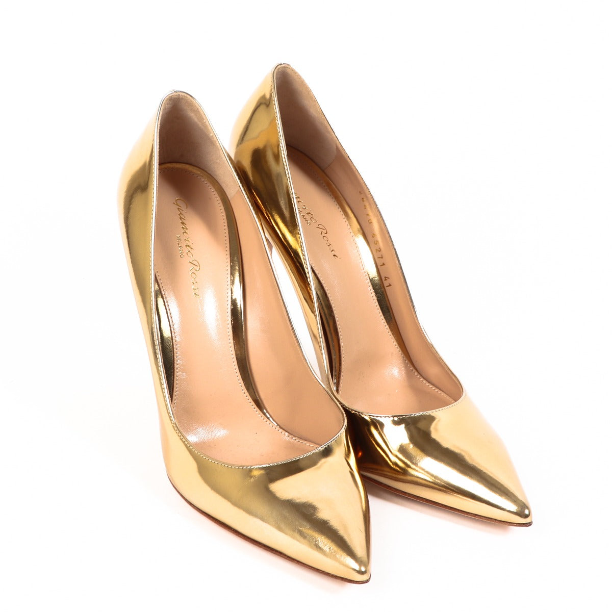 Gianvito Rossi Gianvito 105 Gold Patent Leather Heels