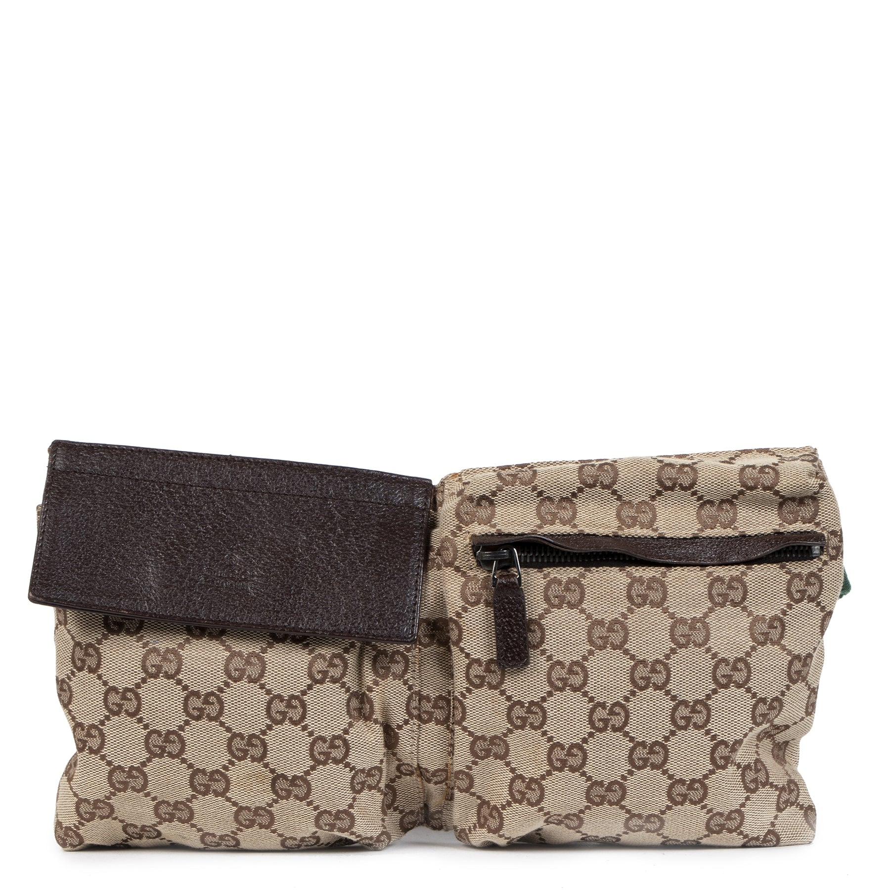 Authentieke tweedehands vintage Gucci Beige GG Pattern Supreme Belt Bag koop online webshop LabelLOV