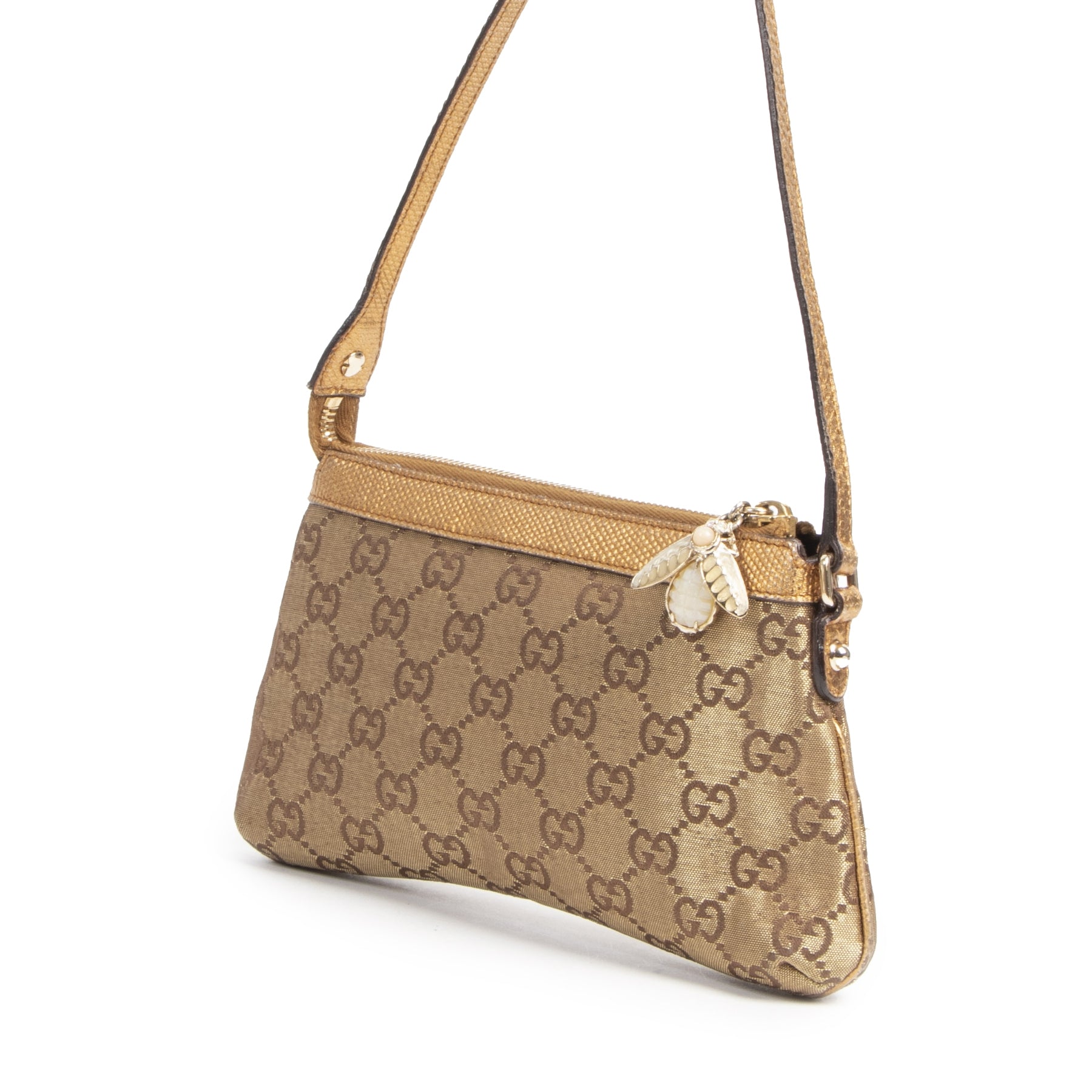 Authentique seconde-main vintage Gucci Guccissima Bumble Bee Bronze Pochette achète en ligne webshop LabelLOV