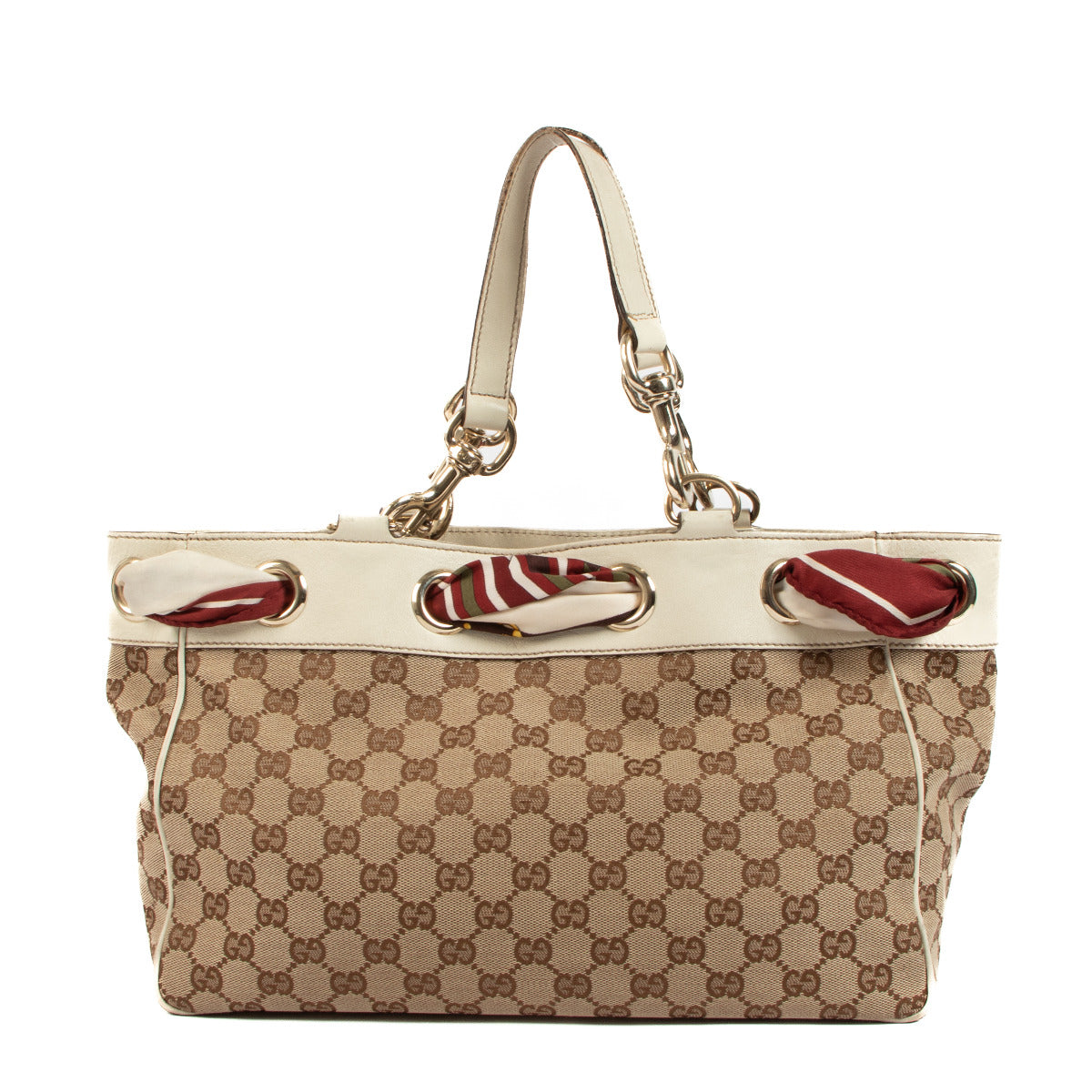 Gucci Monogram Canvas Silk Scarf Positano Tote Bag