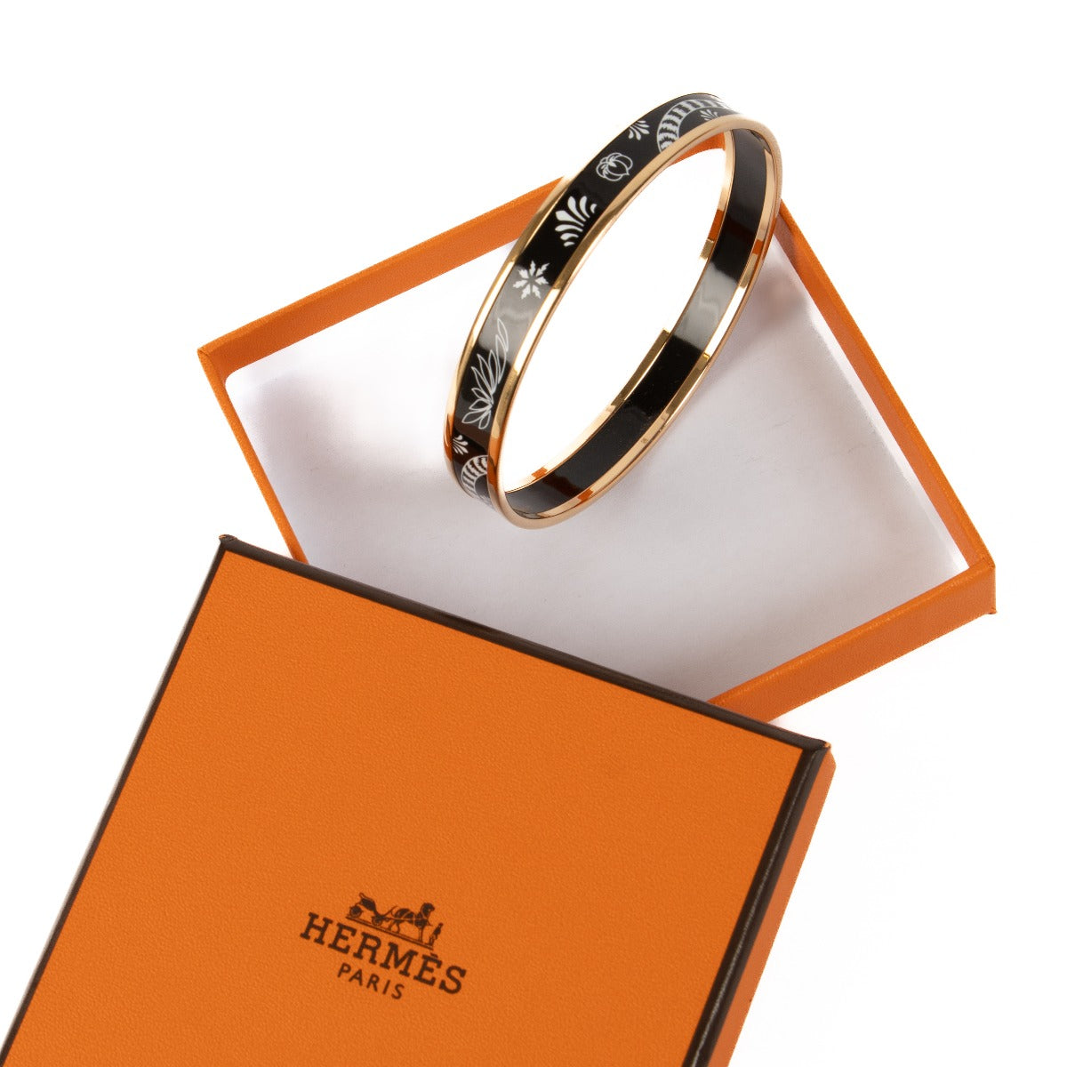 Hermès Les Léopards Enamel Bangle Bracelet