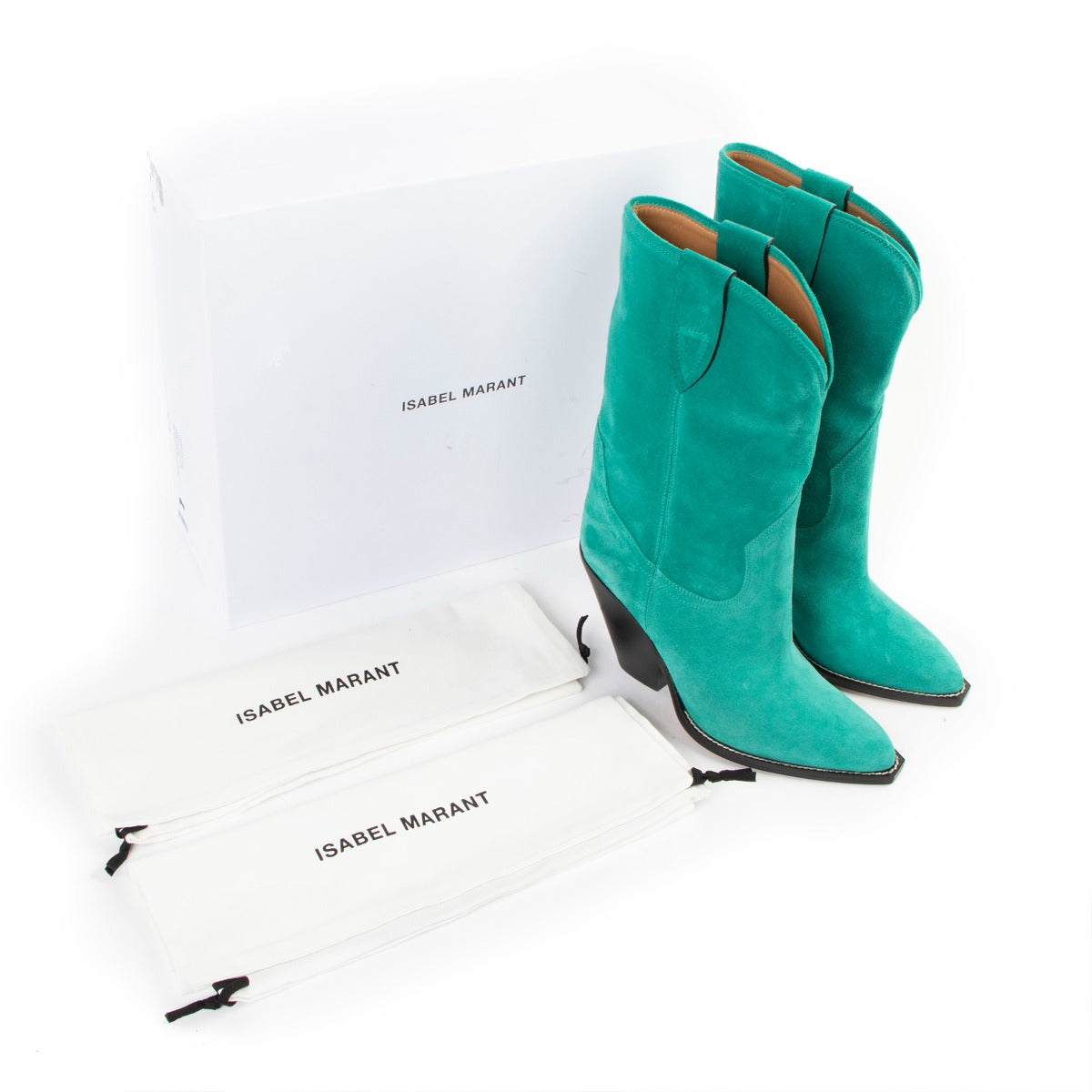 Isabel Marant Green Laxime Twist Santiag Suede Mid-calf Boots