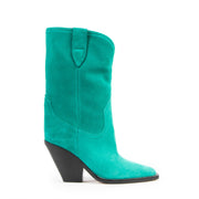 Isabel Marant Green Laxime Twist Santiag Suede Mid-calf Boots