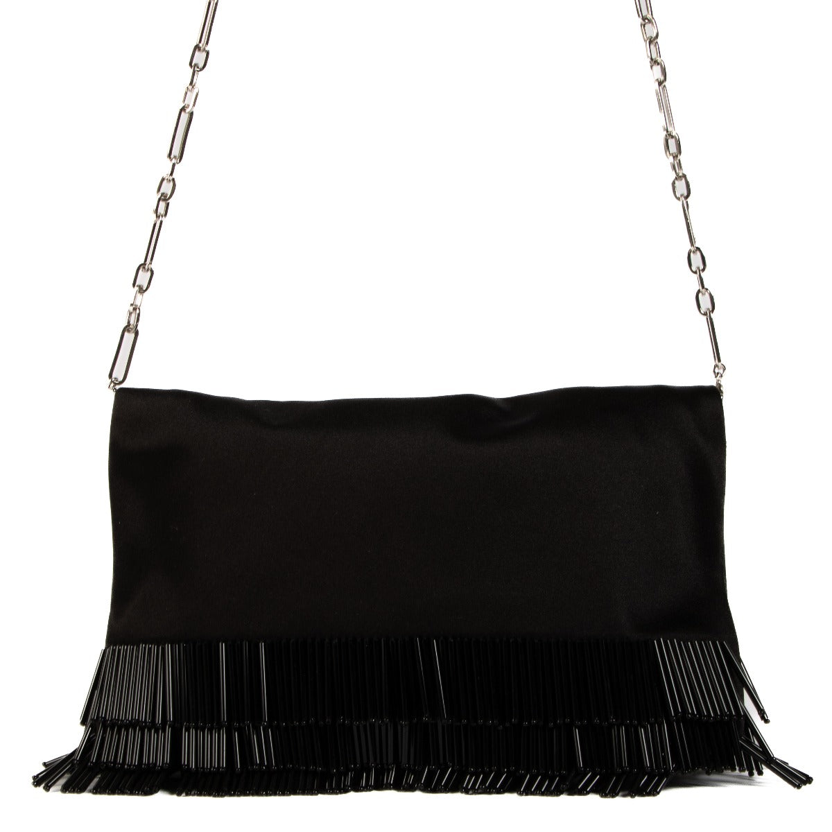Jimmy Choo Zwart Satijnen Kristallen Titania Ketting Clutch