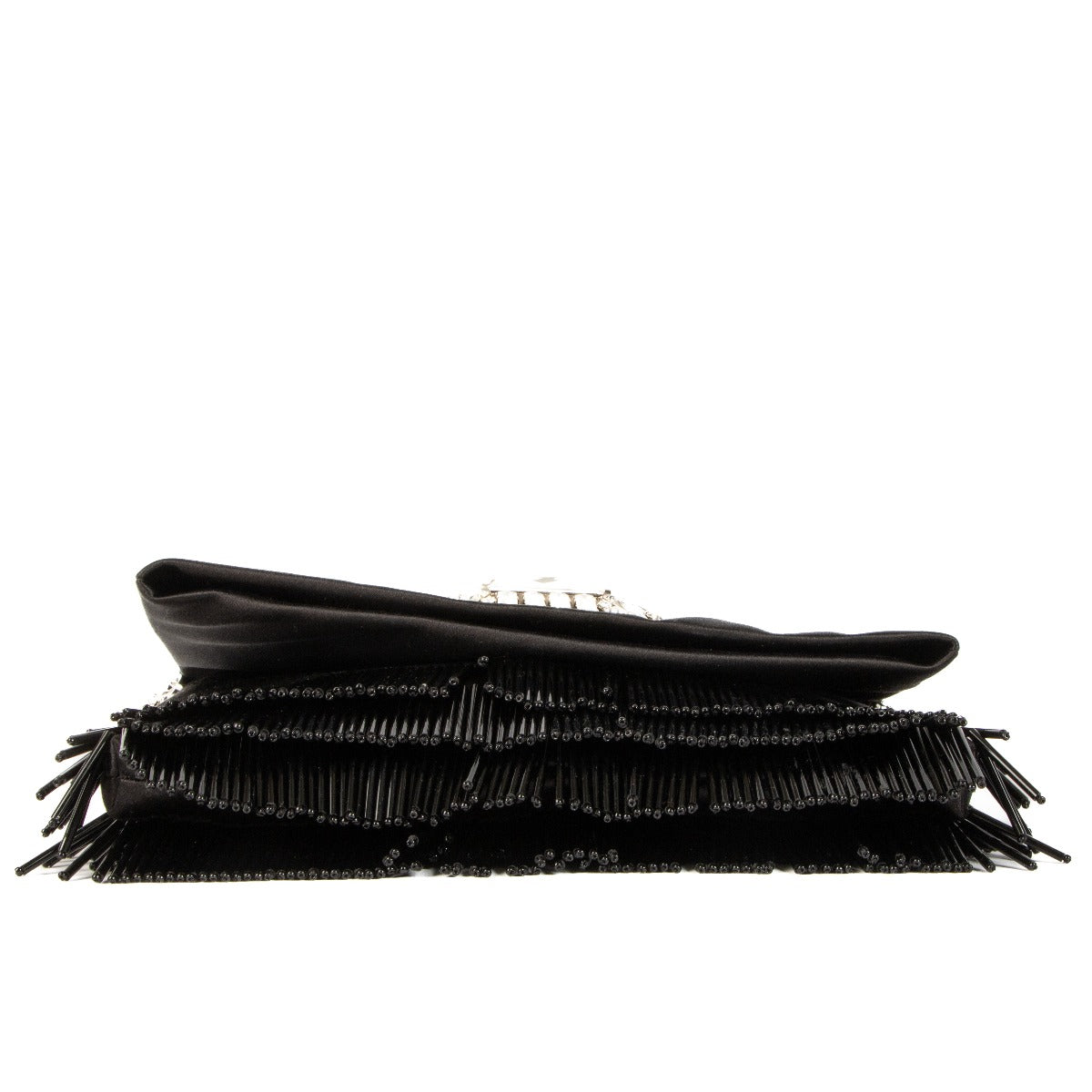 Jimmy Choo Zwart Satijnen Kristallen Titania Ketting Clutch