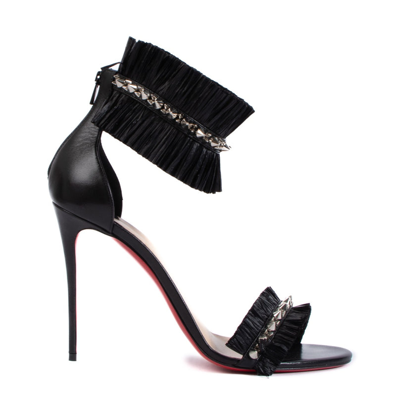 Escarpins Christian Louboutin Poupedou en raphia noir - Taille 41