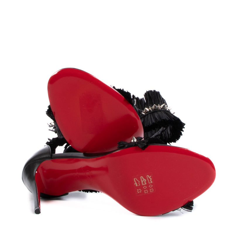 Escarpins Christian Louboutin Poupedou en raphia noir - Taille 41
