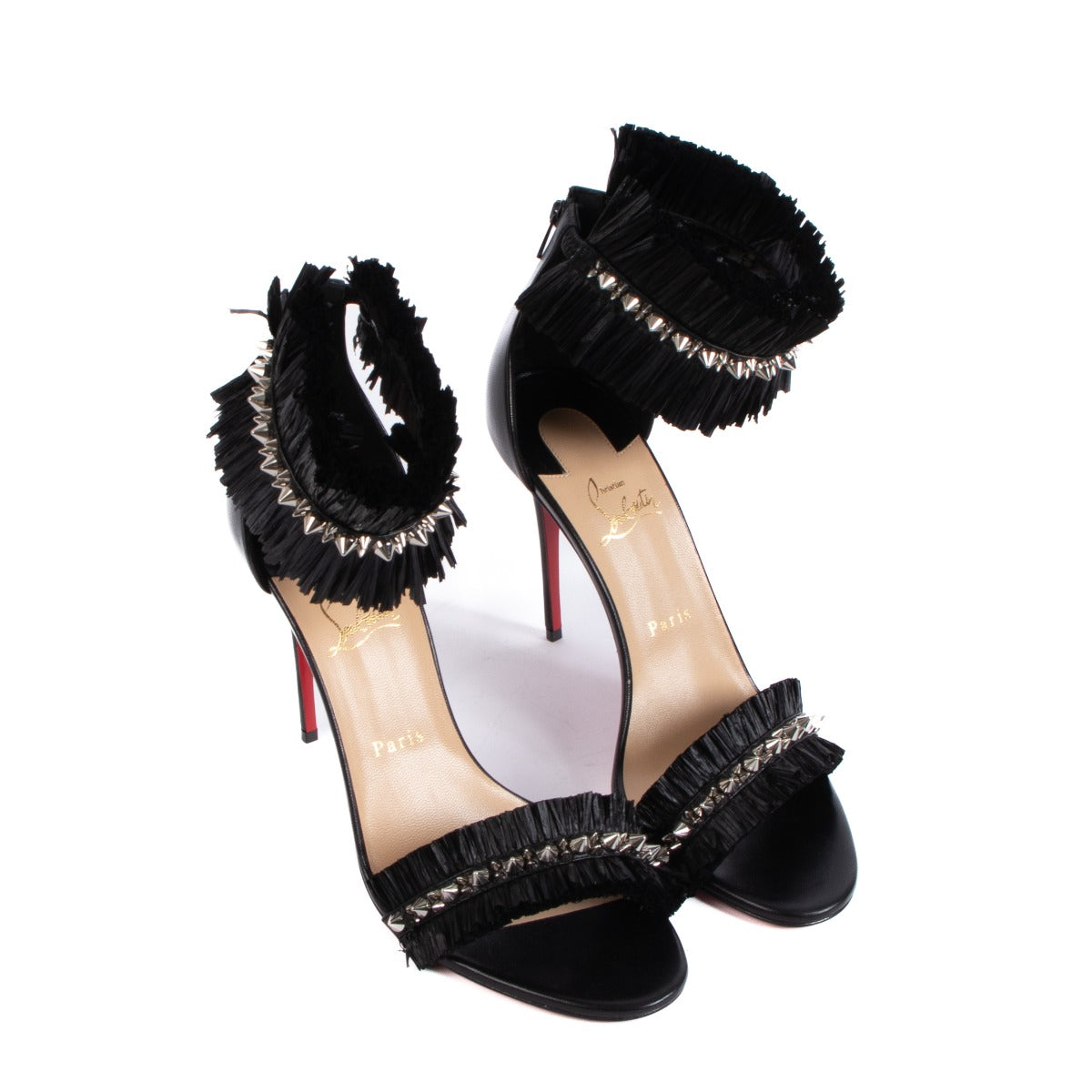 Christian Louboutin Poupedou Black Raffia Pumps - Size 41
