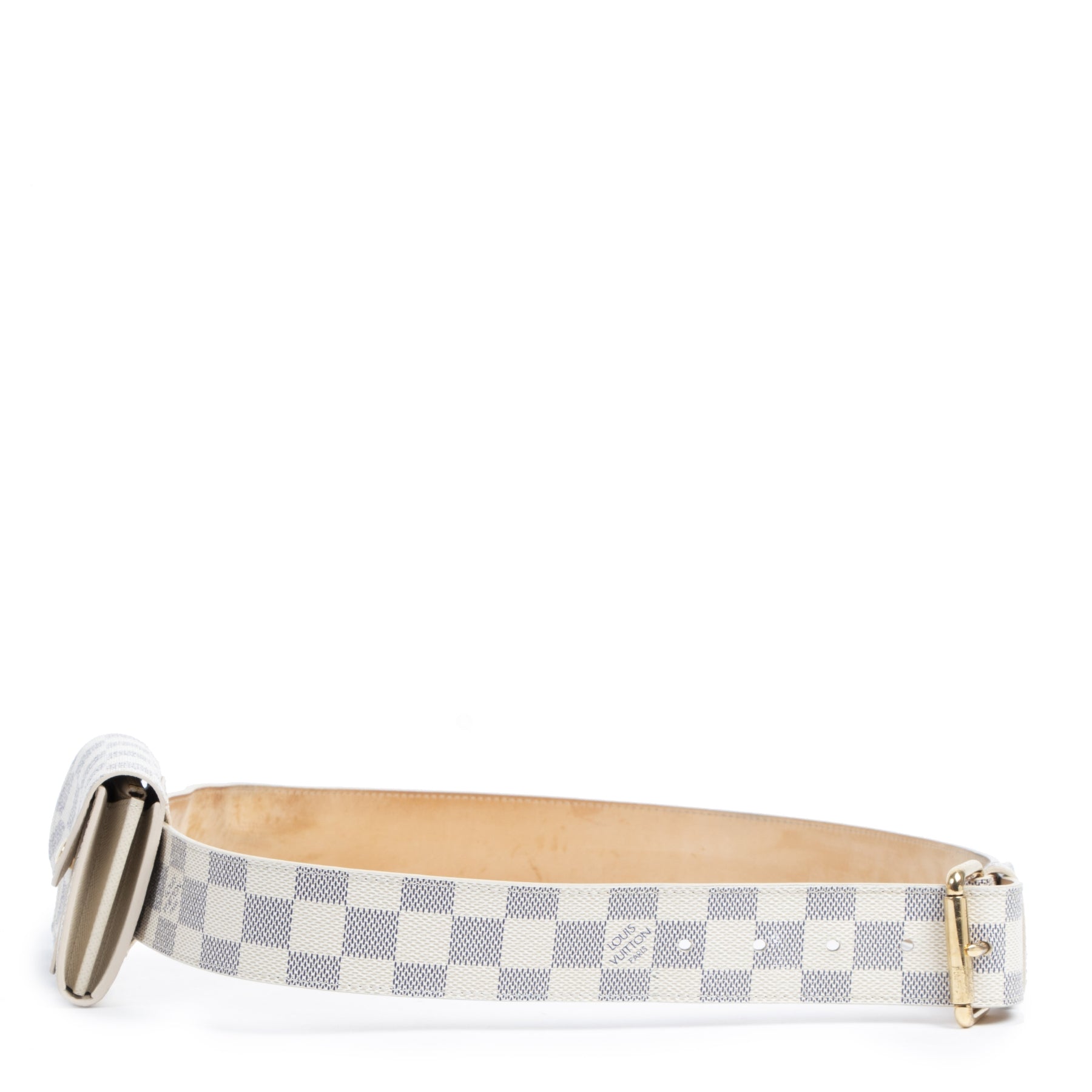 Authentieke tweedehands vintage Louis Vuitton Solo Damier Azur Belt Bag koop online webshop LabelLOV