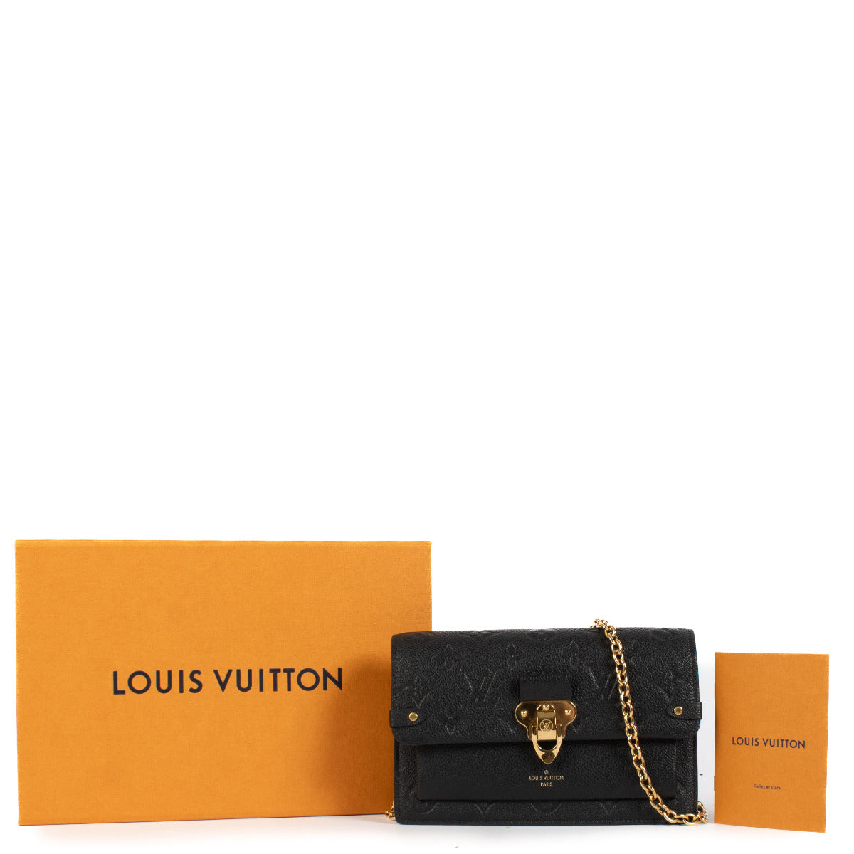 Louis Vuitton Black Monogram Empreinte Vavin Wallet on Chain aan de beste prijs bij Labellov tweedehands designer handtassen.