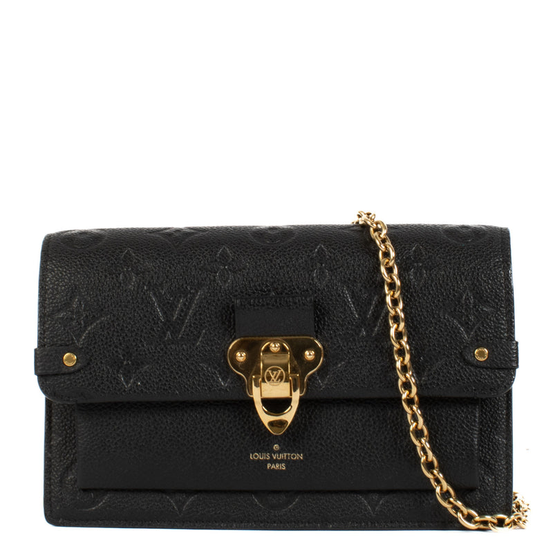 Louis Vuitton Black Monogram Empreinte Vavin Wallet on Chain