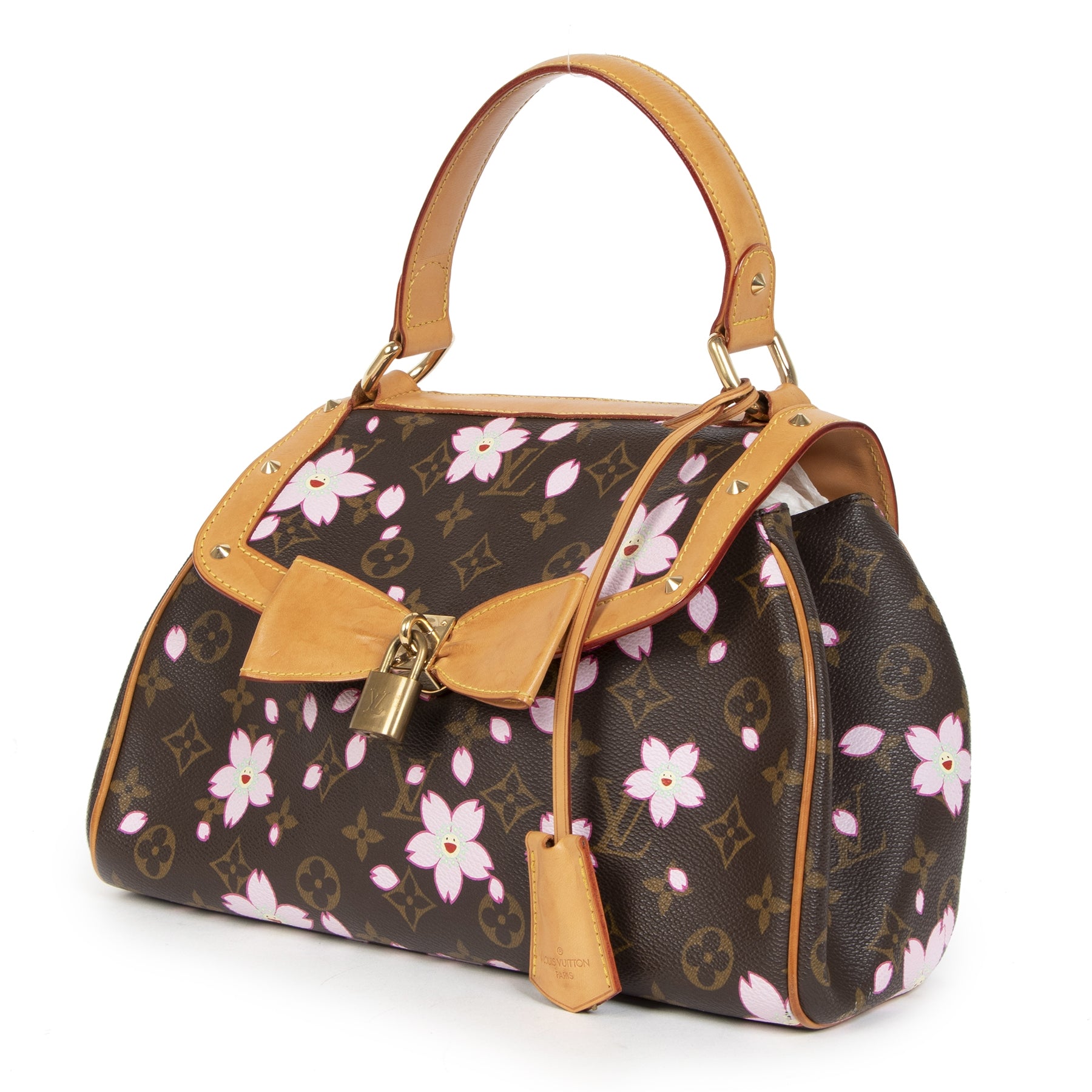 Authentieke tweedehands vintage Louis Vuitton Cherry Blossom Takashi Murakami Top Handle Bag Koop online webshop LabelLOV