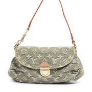 Authentic second-hand vintage Louis Vuitton Pleaty Green Denim Bag buy online webshop LabelLOV