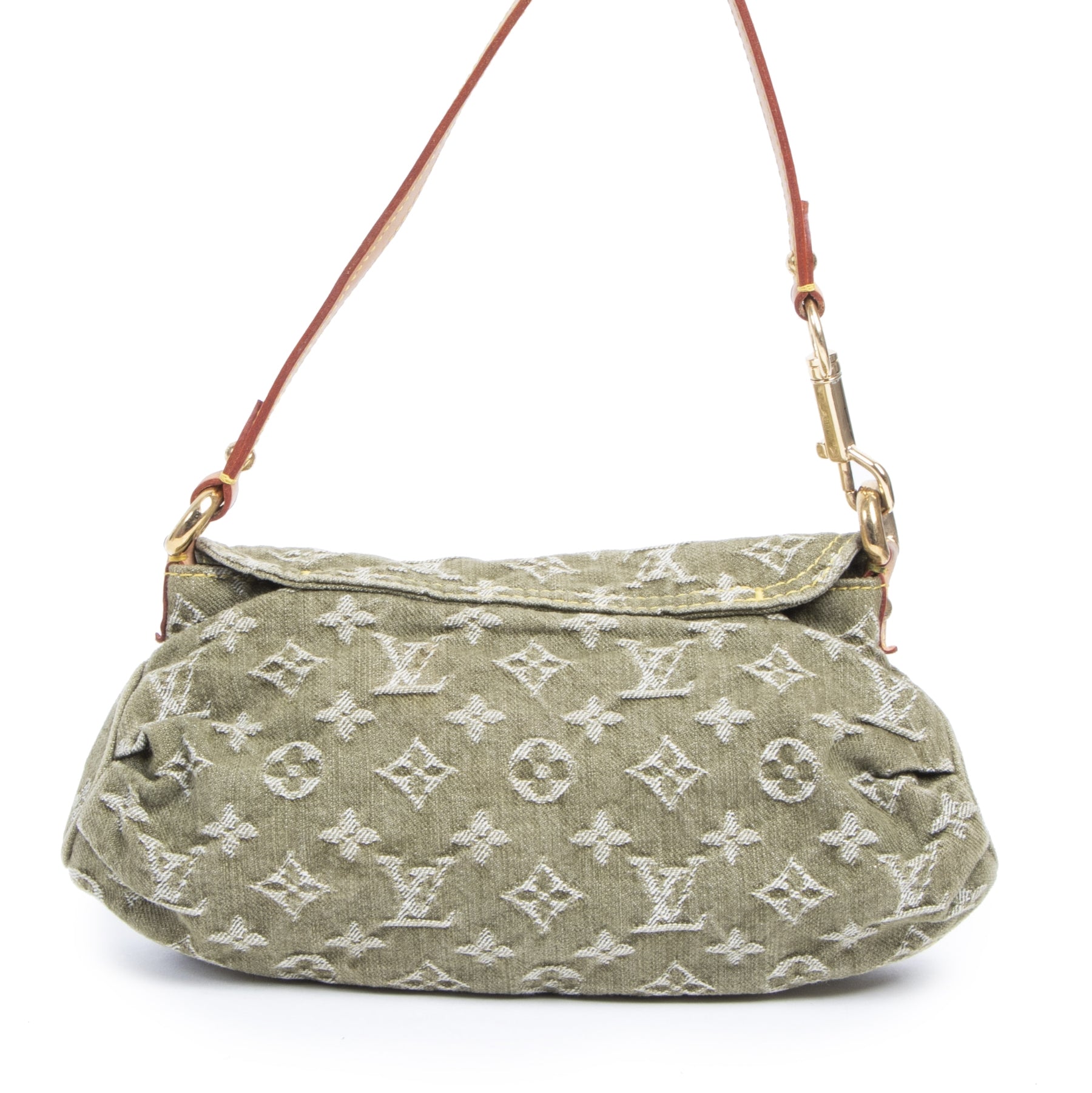 Authentique seconde-main vintage Louis Vuitton Pleaty Green Denim Bag achète en ligne webshop LabelLOV