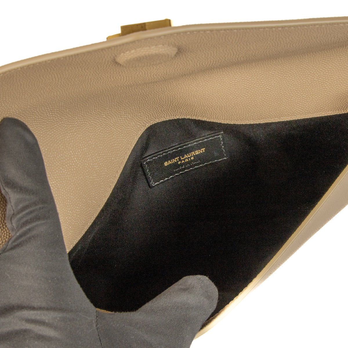 Saint Laurent Dark Beige Leather Uptown Clutch