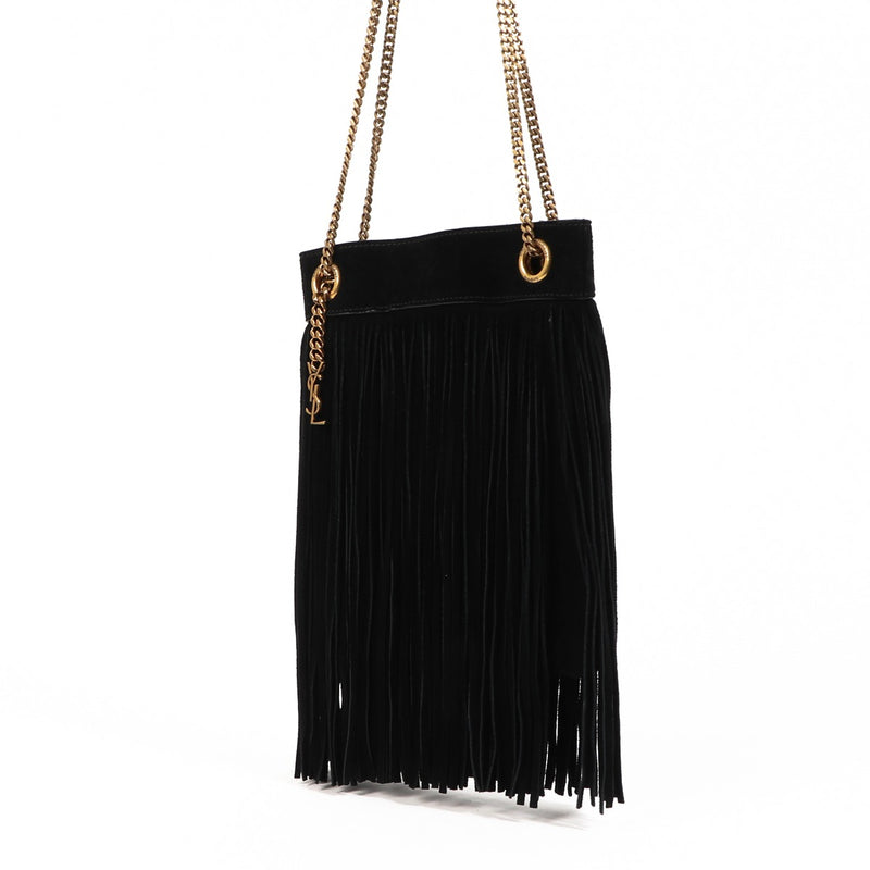 Saint Laurent Grace Fringed Suede Shoulder Bag