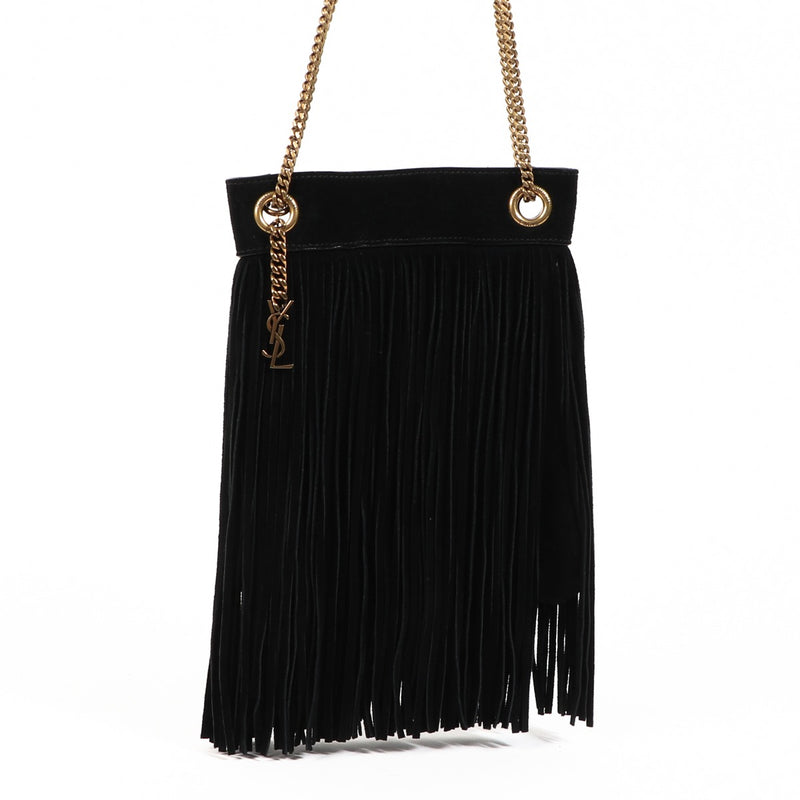Saint Laurent Grace Fringed Suede Shoulder Bag