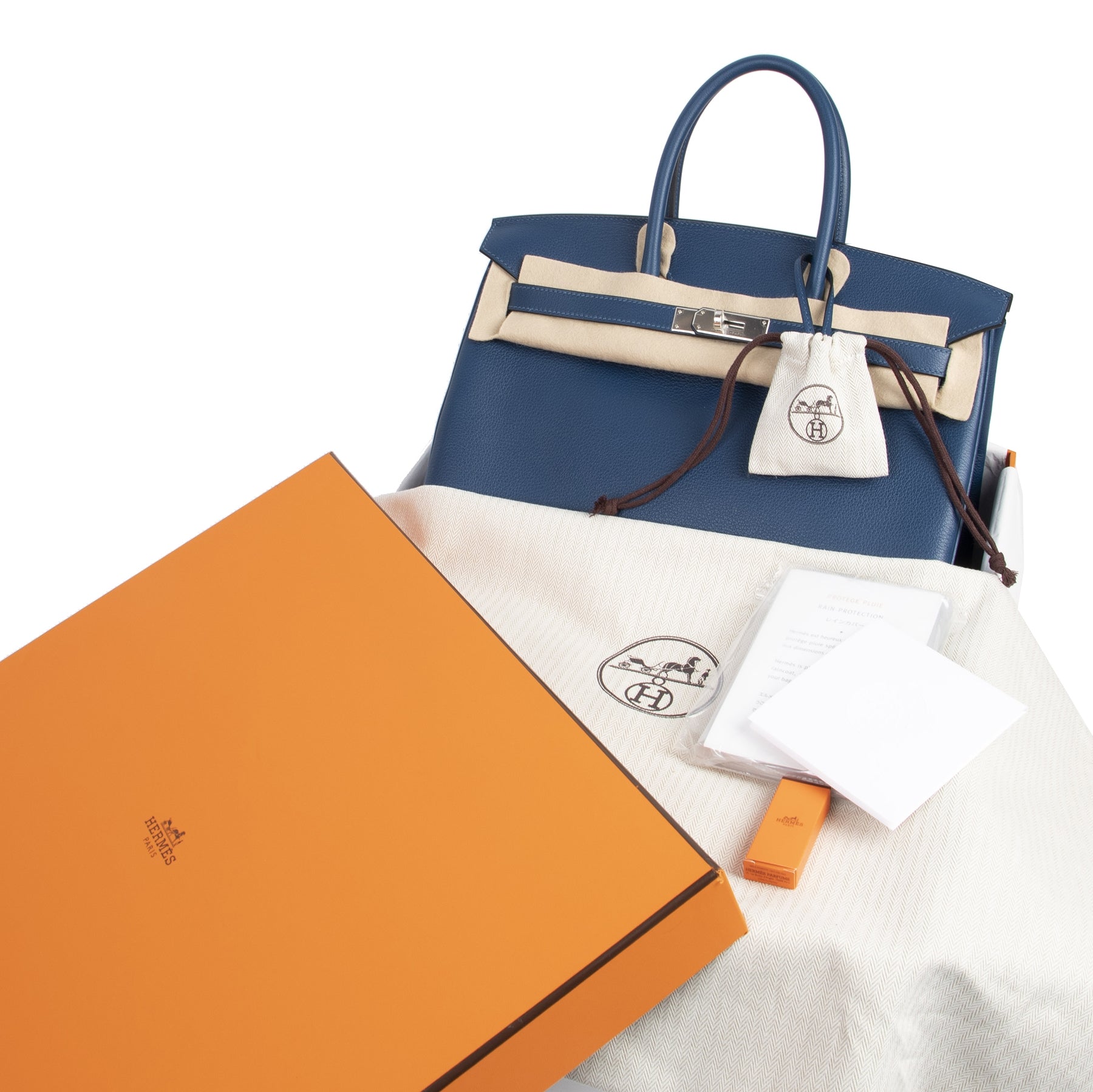 100% authentic Hermès Birkin 35 Taurillon Novillo Deep Blue PHW for the best price