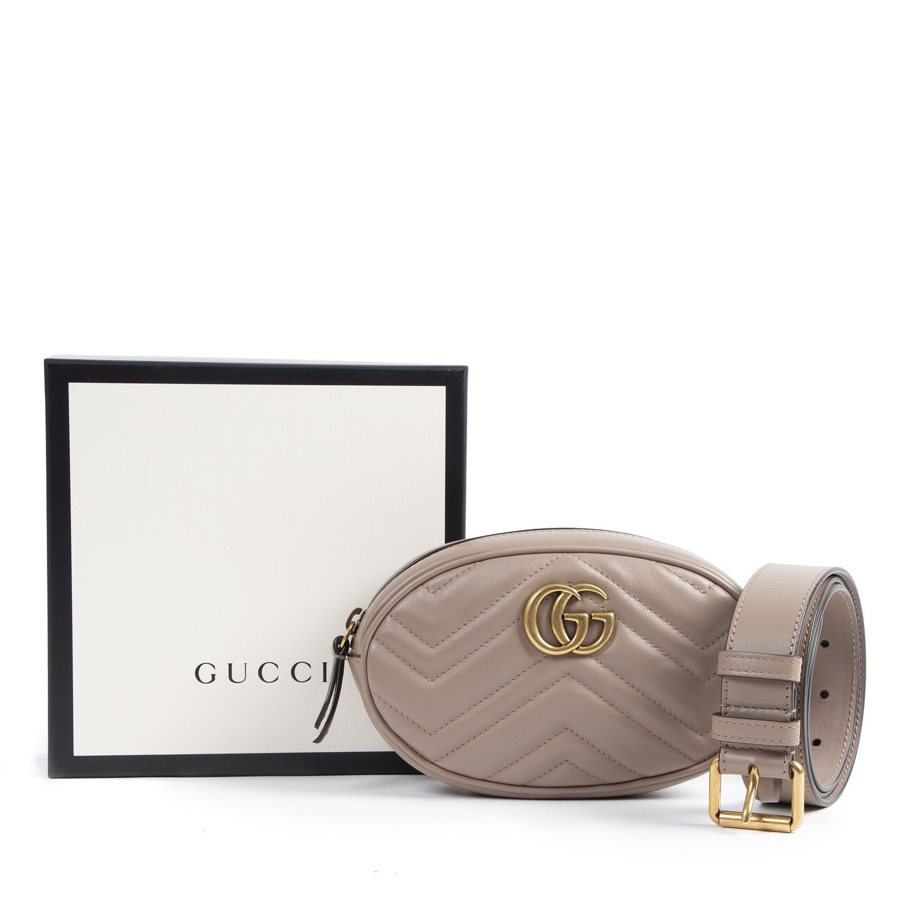 Gucci Taupe Marmont Matelassé Belt Bag