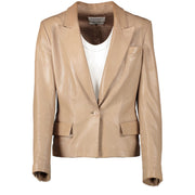 Yves Saint Laurent Taupe Leather Jacket - Size 36
