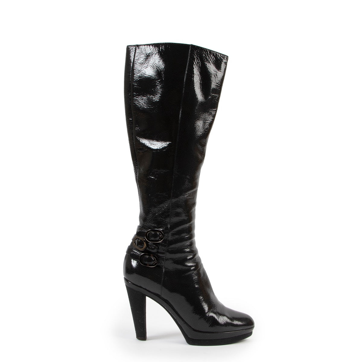 shop and sell second hand authentic Sergio Rossi Black Patent Leather Boots at Labellov for the best price
