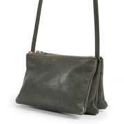 Authentieke Tweedehands Céline Khaki Green Lambskin Trio Bag juiste prijs veilig online shoppen luxe merken webshop winkelen Antwerpen België mode fashion