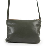 Authentieke Tweedehands Céline Khaki Green Lambskin Trio Bag juiste prijs veilig online shoppen luxe merken webshop winkelen Antwerpen België mode fashion
