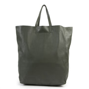 Authentieke Tweedehands Céline Khaki Green Vertical Leather Tote Bag juiste prijs veilig online shoppen luxe merken webshop winkelen Antwerpen België mode fashion